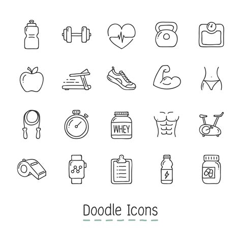 Doodle Health And Fitness Icons Set 964015 Vector Art At Vecteezy
