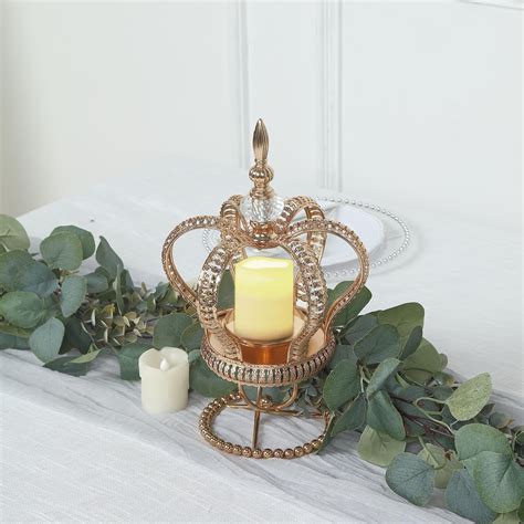 Efavormart 13 Gold Metal Crown Spiral Pillar Candle Holder Stand