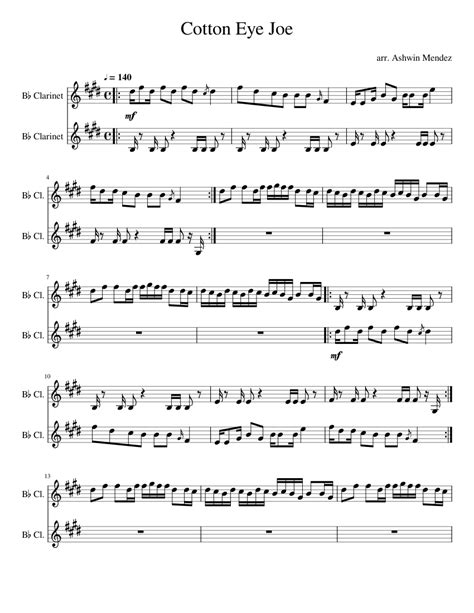 When are you required to use it and submit to performing right organization? Cotton Eye Joe sheet music for Piano, Clarinet download free in PDF or MIDI