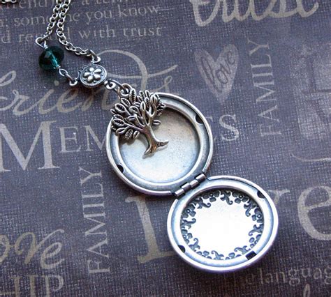 Personalized Tree Of Life Locket Necklace Birthstone Locket Etsy