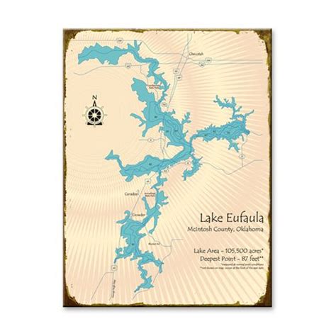 Image Of Lake Eufaula Map Lake Map Art Lake Eufaula Lake Map