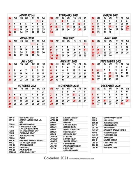 Calendar shown with monday as first day of week. 68+ Design Printable 2021 Calendar One Page with Holidays Portrait