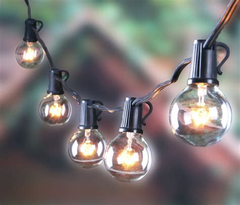 Outdoor G40 25ft String Lights W 25 Clear Globe Bulbs Vintage Backyard