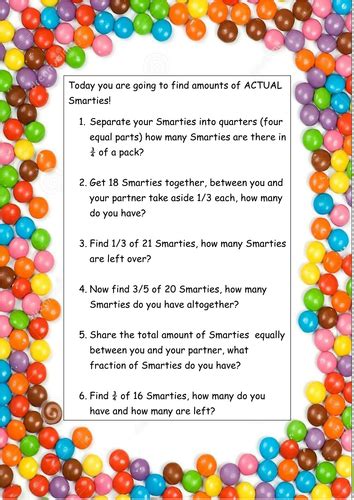 Finding Fractions Of Amounts Using Smarties Teaching Resources