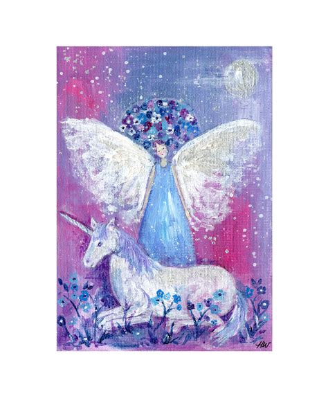 Angel Art Print Angel And Unicorn Wall Art Print From Original