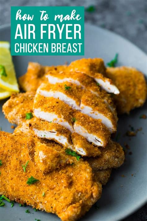 This bbq chicken can be cooked in less than 20 minutes in the air fryer. Easy Breaded Air Fryer Chicken Breast | Sweet Peas & Saffron