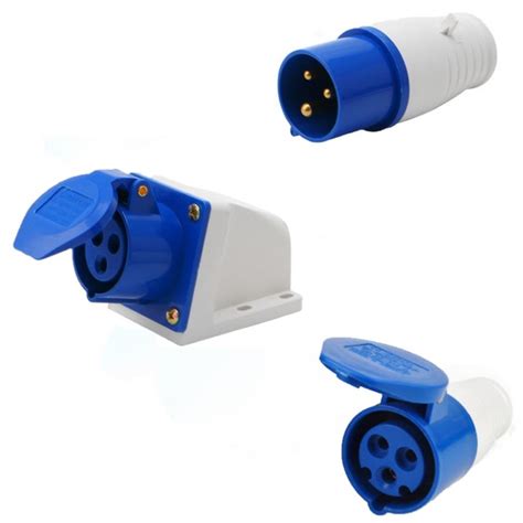 Weatherproof Industrial Plug And Socket 16amp 3pin 220 250v 013113