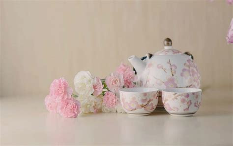 Still Life Flowers Tea Pot Cups Hd Wallpaper Peakpx