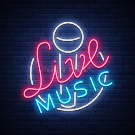 Live Musical Vector Neon Logo Sign Emblem Symbol Poster With
