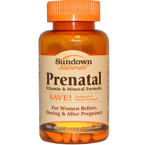 Sundown Naturals Prenatal Vitamin And Mineral Formula 100 Tablets Iherb