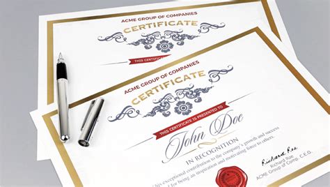 Standard Certificate Printing