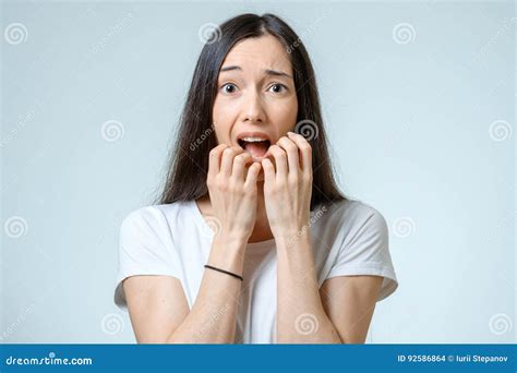 Beautiful Young Woman With A Fear Expression Stock Photo Image Of