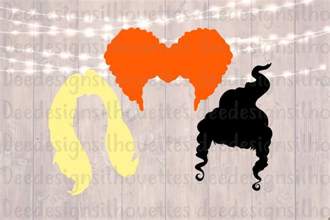 Hocus Pocus Hair Silhouettes Svg Png Cut File From Deedesignsilhouettes