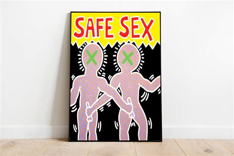 safe sex keith haring art print keith haring art poster etsy free download nude photo gallery