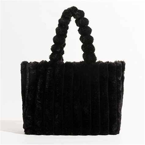 Solid Soft Faux Fur Womens Tote Handbags Miggon