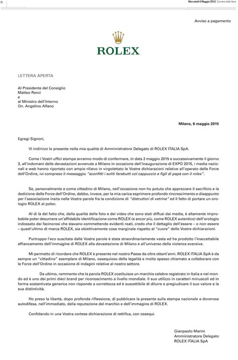 È necessario modellarla in base all'azienda e alla posizione per la quale ci si candida. La lettera di Rolex contro Alfano e Renzi - Il Post