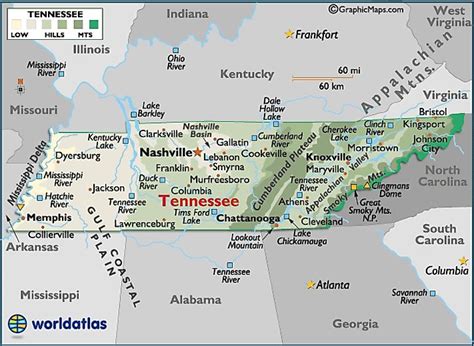 Map Of Tennessee Large Color Map