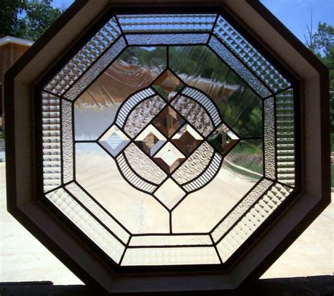 Our customer used our item #1644 the pacifica clear beveled leaded stained window glass panel with free custom coloring, sizing, and redesign to fit the octagon shape. Octagon Window- 4.5in Jamb-24"Rough Opening- Stained Glass ...