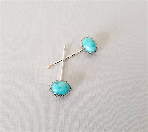 Turquoise Bobby Pins Aqua Blue Hair Pins Workplace Etsy
