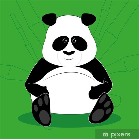 Wall Mural Vector Cartoon Cute Funny Fat Panda Bear Pixersus