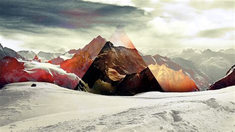 Polyscape Mountain Snow Triangle Abstract Wallpapers