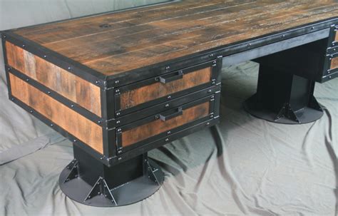 Rustic Industrial Desk With Reclaimed Wood Combine 9 Industrial