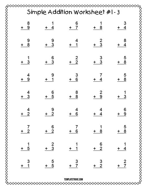 Printable Simple Addition Worksheet 1 For Kindergarten And 1st Graders