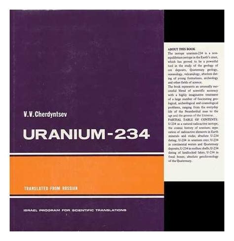 Uranium 234 By Cherdyntsev V V As New Hardcover 1971 W Lamm