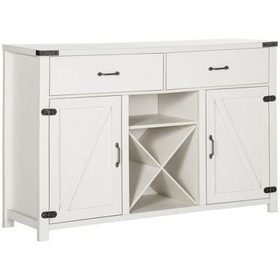 Homcom Wooden Farmhouse Sideboard Storage Buffet Cabinet With 2 Large