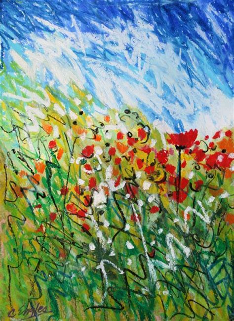 California Artwork August Flowers Two Abstract Oil