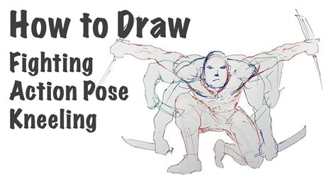 How To Draw A Fighting Action Pose Kneeling Youtube