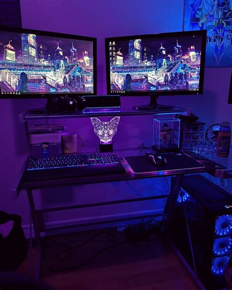 Cool Bluepurple Gaming Setup Video Game Rooms Gamer Room Best