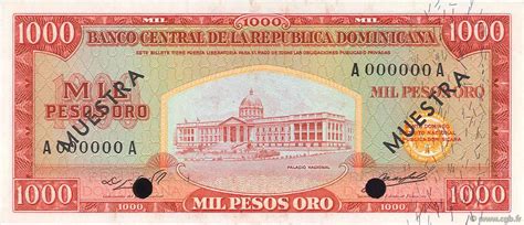 1000 pesos oro spécimen dominican republic 1964 p 106s2 b75 0237 banknotes