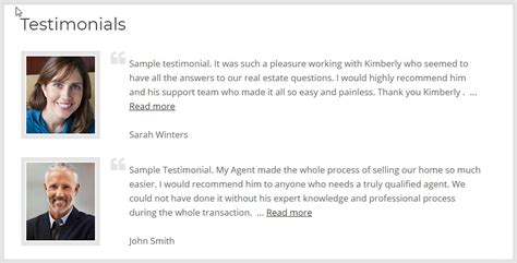 Testimonials Wordpress Add On For Real Estate Idxcentral