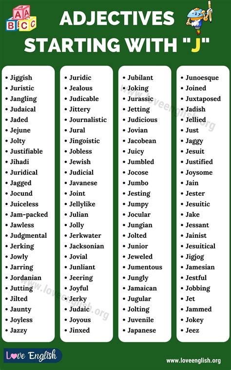 Adjectives That Start With J 100 Common Adjectives Starting With J