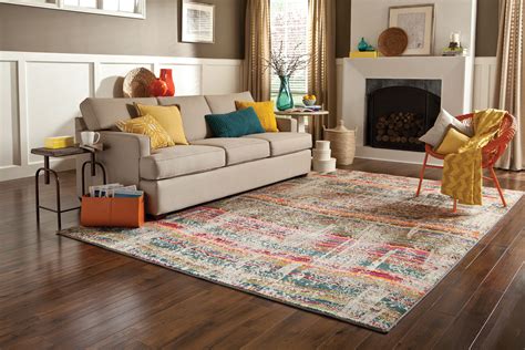 this rug s design showcases it s bright vibrant colors such as sunshine yellow tangerine hot