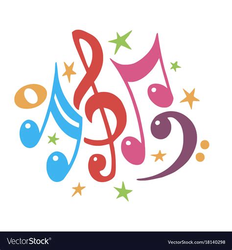 Music Notes Color Abstract Musical Background Vector Image