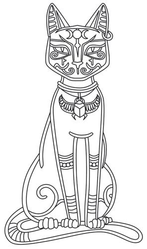 Download Bastet Egyptian Cat Design Coloring Pages