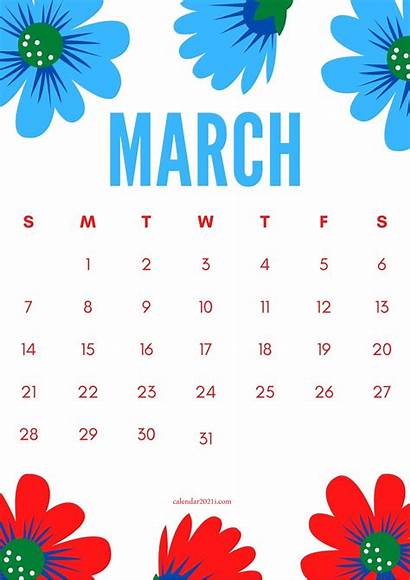 March Calendar Floral Printable