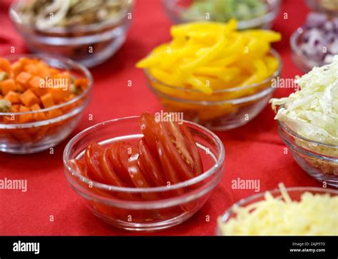 Different Raw Shredded Vegetables And Fruits As An Example Of A Healthy