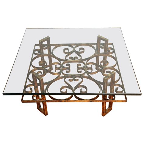 Clear table top dining coffee table protector tempered glass multi size shape uk. Gilded Wrought Iron Square Coffee Table with Scroll Motif ...
