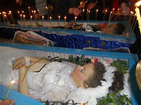 Russian Woman In Her Open Casket During Her Funeral Dead Bride Post