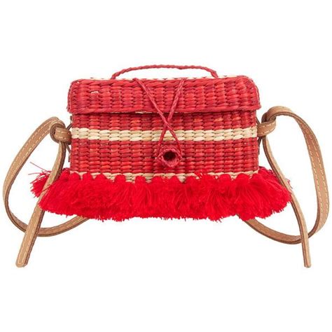 Nannacay Red Straw Baby Roge Fringed Bag Liked On Polyvore