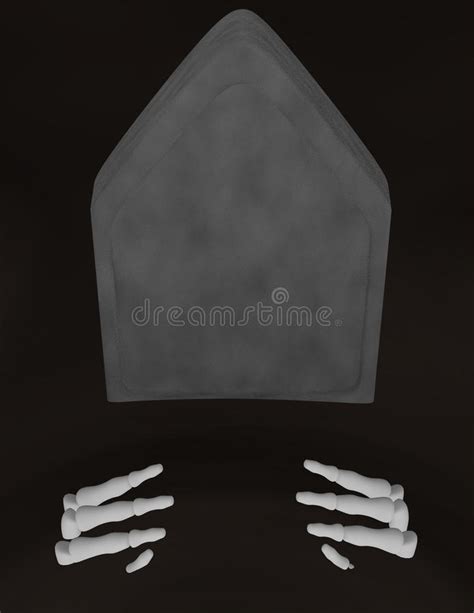 3d Rendent Des Mains Squelettiques Sortant D'une Tombe Illustration