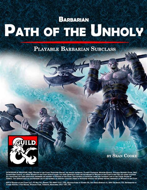 path of the unholy playable barbarian subclass dungeon masters guild dungeon masters guild