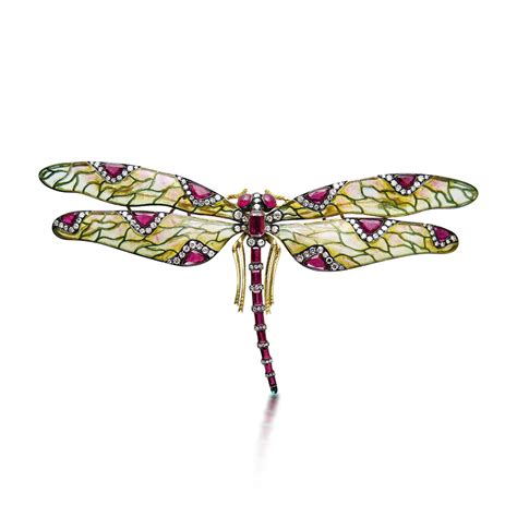 Art Nouveau Enamel Ruby And Diamond Dragonfly Brooch Humphrey Butler