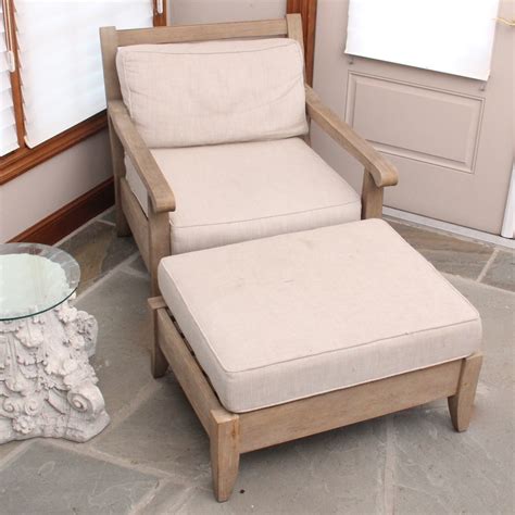 Restoration Hardware Teak Outdoor Lounge Chair With Ottoman Ebth