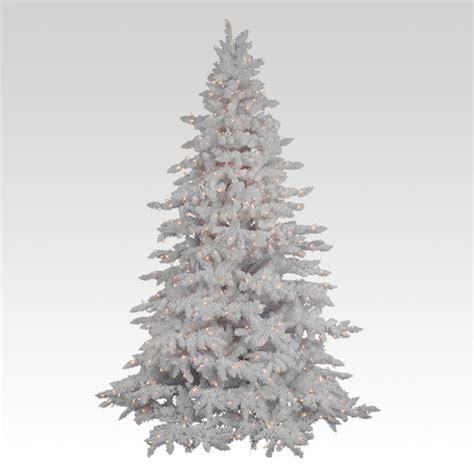 Flocked White Spruce Full Pre Lit Christmas Tree