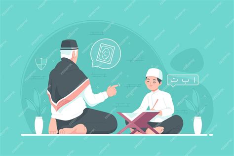 Premium Vector Islamic Quran Tutor Teach To Read The Quran