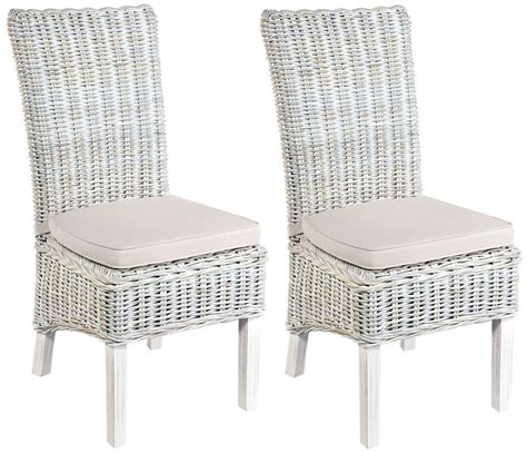 Rowico Maya White Wash Dining Chair With Stone Loose Cushion Pair